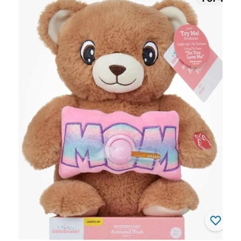 Way to‎ Celebrate Mother’s Day Light up Message Fan Animated Plush Toy Bear NEW